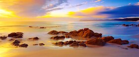 Friendly Beaches, Tasmánie, Austrálie