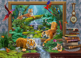 Tygři v džungli — oživlý obraz