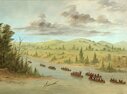Le Salleova výprava 6. února 1682 vplouvá na kánoích na řeku Mississippi, 1847–1848