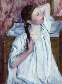 Dívka upravující si vlasy, 1886