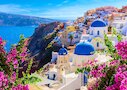 Santorini s květinami, Řecko