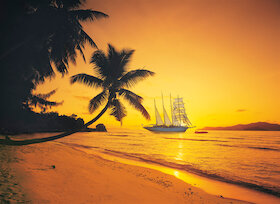 Západ slunce na Seychelách