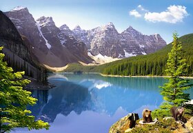 Morénové jezero, národní park Banff, Kanada