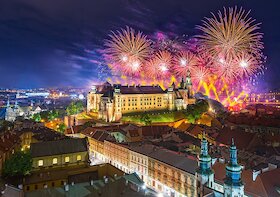 Ohňostroj nad Wawelským hradem