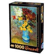 Květiny v modré váze