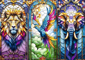 Vitráž se zvířaty