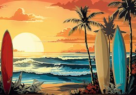 Surfování při západu slunce