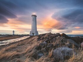 Magická atmosféra u Akranského majáku, Island