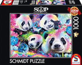 Neonové pandy mezi květy