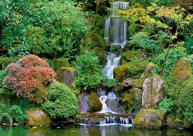 Vodopád v portlandské japonské zahradě