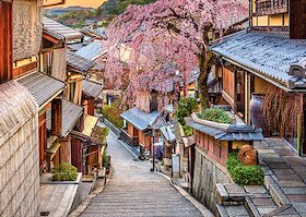 Ulička v Kjótu, Japonsko