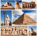 Egyptská koláž — Sfinga a pyramidy
