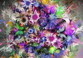 Květiny a motýli