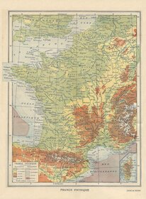 Fyzická mapa Francie, 1925
