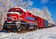 Červený vlak ve sněhu