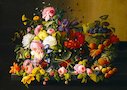 Zátiší s květinami a ovocem, 1855