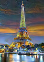 Eiffelova věž při západu slunce, Paříž, Francie