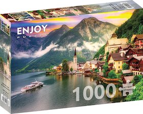 Hallstatt při západu slunce, Rakousko