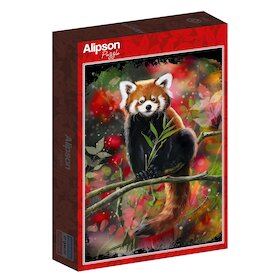 Panda červená sedící na větvi